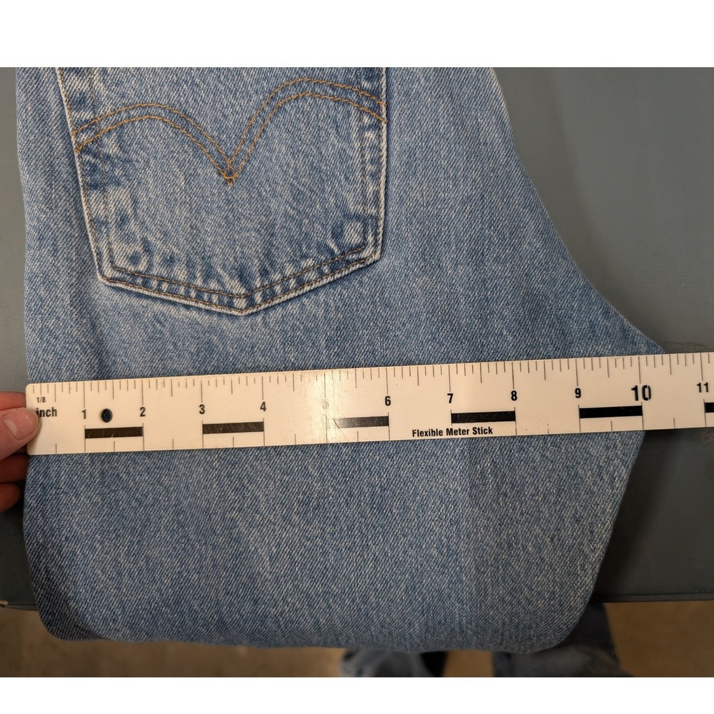 Levi's Premium Wedgie Straight Jeans Womens 26 Blue Distressed High Rise - Picture 14 of 16